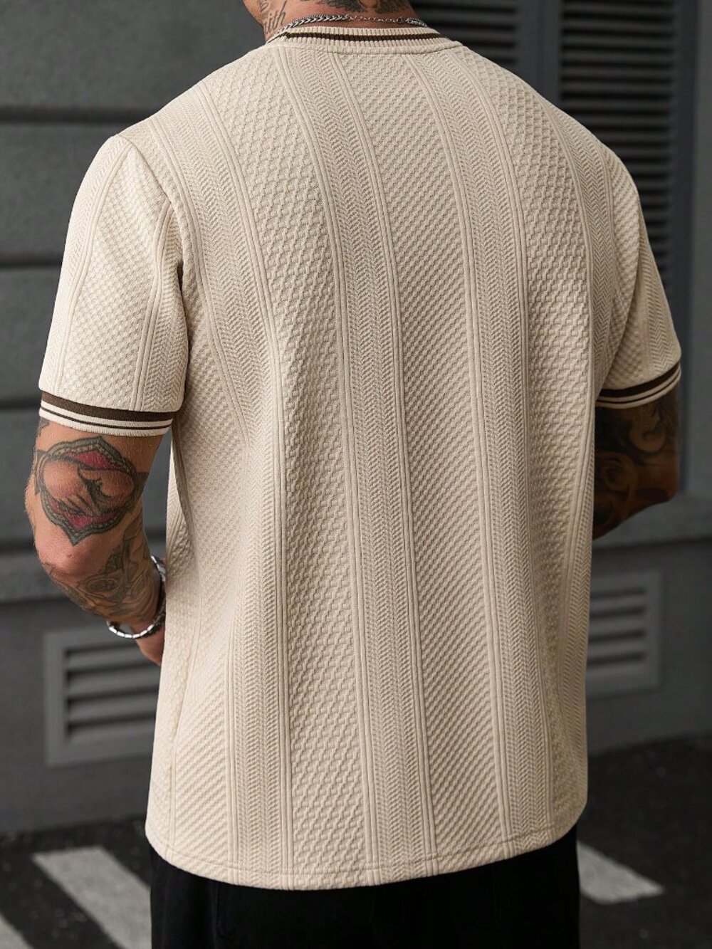 Apricot Casual Men's Colorblock Casual Short Sleeve T-Shirt - Picture 2 of 6